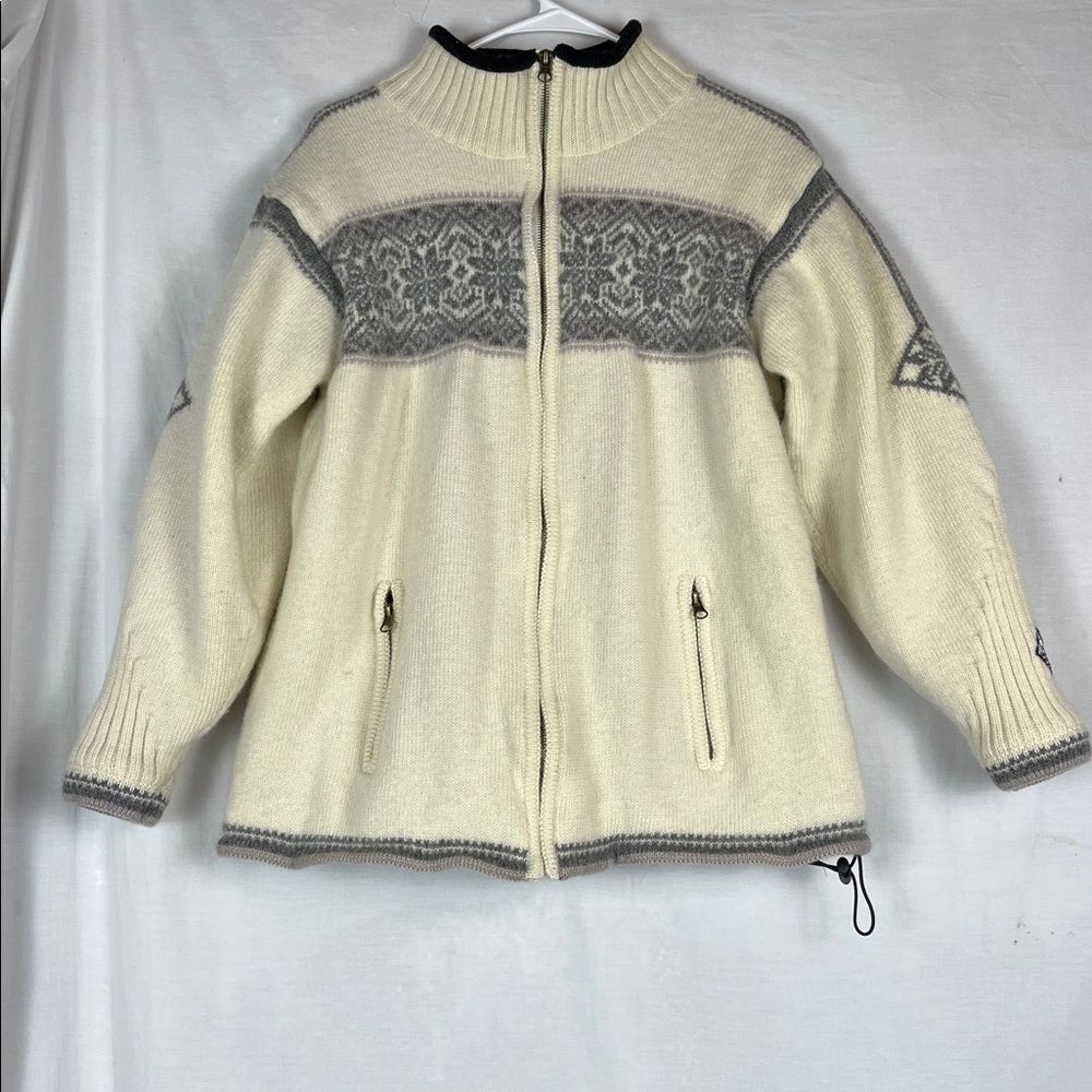 Vintage Norlender Norwegian Knitwear Cream Wool Sweater Coat